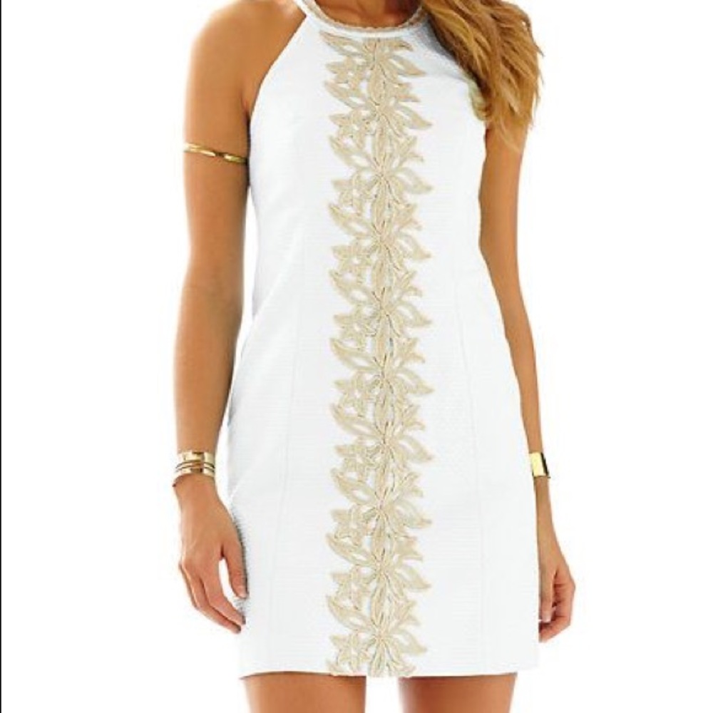 White and gold Lilly Pulitzer shift dress